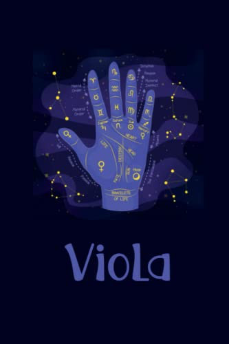 Viola Notebook: Blue Hand With Zodiac Symbols Ribbon Ruled Paper Notebook Journal Blank Wide Lined Workbook for Girls Boys Kids Teens Students.