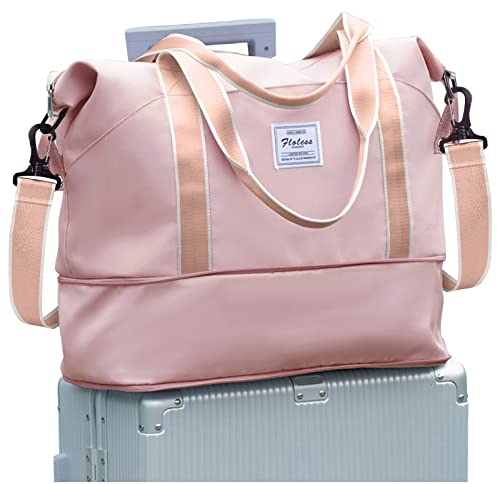 SEAFEW Sac de Voyage Femme Sac fourre-Tout de Sport Imperméable pour Week-End, Cabine Avion Ryanair Bagage Cabine 40x20x25 Easyjet 45x36x20 Extensible pour Travel Gym Danse,A7-Rose Sangle