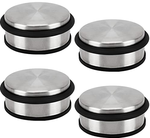 Belle Vous 4er Pack Türstopper Boden Door Stopper aus Edelstahl - 10cm x 1,20 kg - Türstopper Schwer, Robust & Rutschfest mit Schützendem Gummipufferringband - Für Haus-, Schul- & Bürotüren