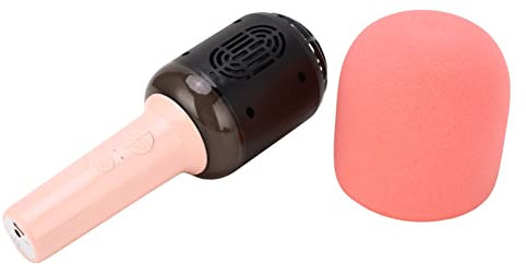 Keenso Drahtloses -Mikrofon, Soundkarten-Verarbeitungschip, HiFi-Lautsprecher mit Schwerem Bass, Gesangsmikrofon, 5 Umgebungslichtmodi für und Partys (Rosa