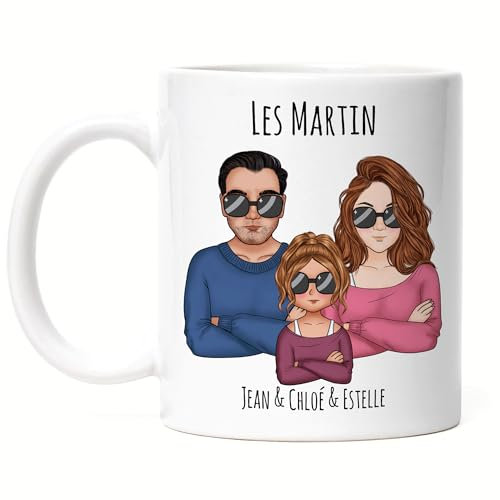 Kiddle-Design Mug Familial Personnalisé Père Mère Enfant Fête des Mères Papa Maman Famille cool Fils Fille