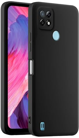 HULLIN Funda de Silicona Colorida para Teléfono, Adecuada para Realme C21 (6.5) - Negro