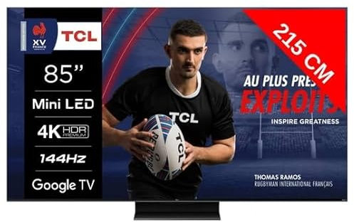 TCL TV QLED 4K 214 cm QLED Mini LED 85MQLED80 144Hz Google TV