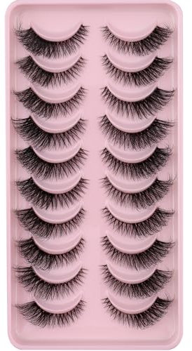 Clear Band Wimpern Russische Volume Fluffy Strip Lashes 10 Paar Natrliche Wispy D Curly Falsche Wimpern sehen aus wie Verlängerungen… (HTZ7)