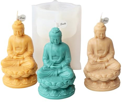 JS MOLD Molde de silicona de Buda, molde de vela de Buda 3D, molde de silicona de Buda, hecho a mano, para yeso, cera de soja, resina epoxi, artesanía (Buda)