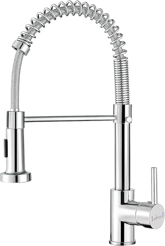 APPASO Wasserhahn Küche, Küchenarmatur Hochdruck mit Brause, Mischbatterie Küche mit 2 Strahlarten, 360° Drehbar Spültischarmatur -Armatur Küche Edelstahl | Chrom