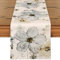 Weldomcor Tischläufer Beige Blume 32x240cm Waschbare Tischdecke Floral Pflanzen Tischläufer Sommer Dekorativer Tischläufer Modern für Esszimmer Küche Bauernhaus Hochzeit Geburtstag Draussen