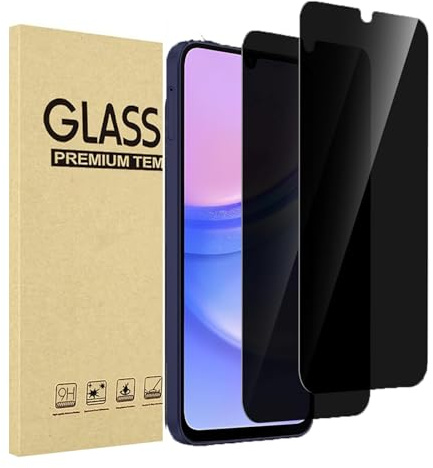 JMDZDL Verre Trempé Anti-Espion Compatible avec Samsung Galaxy A15, [2 pièces] Privacy Protection D'écran pour Samsung A15 4G/ 5G Couverture Complète Film Protecteur Vitre Dureté 9H Privé Protecteur