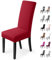 Stuhlhussen 4 Stück Stretch-Stuhlbezug elastische Moderne Husse Elasthan Stretchhusse Stuhlbezug Stuhlüberzug .bi-Elastic Spannbezug, sehr pflegeleicht und langlebig Universal (Packung von 4,Rot)-X
