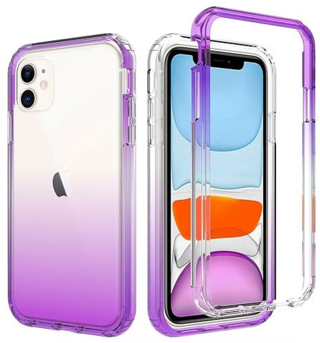 FMPCUON Funda para Xiaomi Redmi Note 9S/Note 9 Pro Doble Cara 360 Grados Compatible Delantera + Trasera Carcasa con Silicona Transparente TPU + PC Case [con 2 Vidrio Cristal Templado], Morado