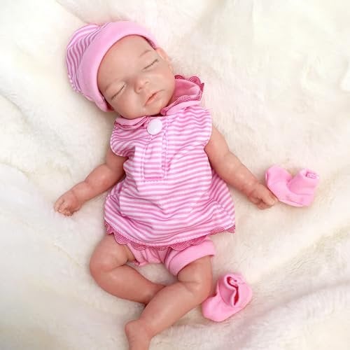 Aniiyy Reborn Baby Dolls Girl 10 Inch Realistic Small Newborn Doll Eyes Closed Lifelike Silicone Baby That Look RealHandmade Baby Doll Toys