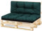 Amazinggirl Palettenkissen Outdoor Kissen Set: Rückenkissen 40x120 cm und Sitzkissen 80x120 cm - Auflagen für Paletten Europaletten Palettensofa und Palettenmöbel Palettenpolster Grün