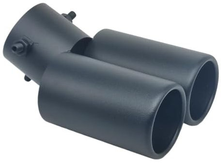 REOKIP 1 X Auspuffblende Mit Zwei Auslässen Für Autos Edelstahl Schwarz Auspuffblenden Schalldämpferendstück Doppelrohr-Rohrblenden Universelles Autozubehör Autoteile