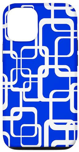 Hülle für iPhone 13 Retro MCM Quadratisches Motiv Vintage Muster 2 Blau