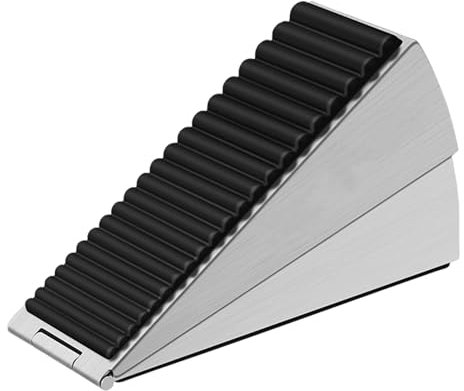 Door Wedge,Rubber Door Stop,Strong Large Door Stopper Indoor,Heavy Duty Door Stop Wedge Tall Door Stoppers for Bottom of Door,Security Door Stopper Self Adhesive Wall Protectors (1pcs Silver)