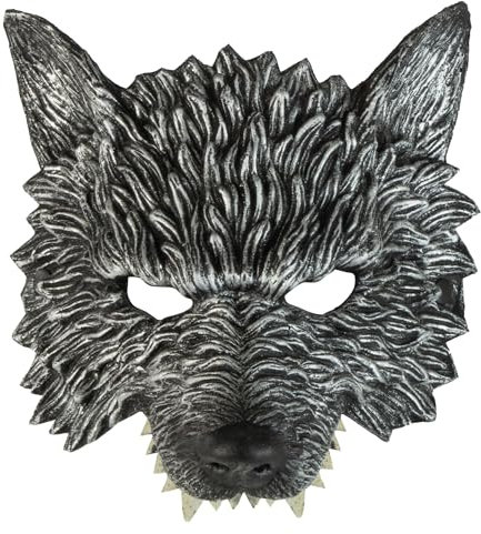 W WIDMANN MILANO Party Fashion - Wolfsmaske kinnlos, Tiermaske, Halbmaske, Accessoire Halloween, Karneval