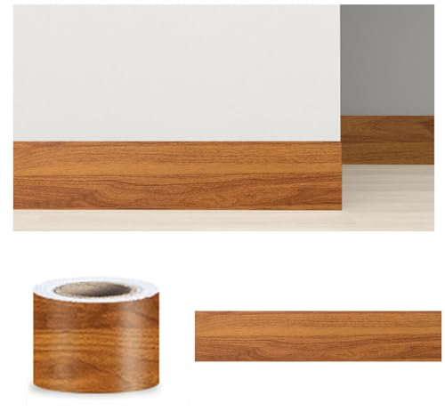 JINFEUGE 10 M Sockelleisten-Wandaufkleber, Selbstklebende Sockelleistenleiste, Deckenleistenleiste, Bürodekor, Tapezierbedarf, Pvc-Seitenleiste/Teak