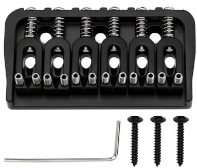eMagTech 6 Saiten Gitarre Feste Brücke Metall E-Gitarre Ersatzteil Gitarre Sattel Brücken Set für 6-Saiten Strat Tele Style E-Gitarre Schwarz