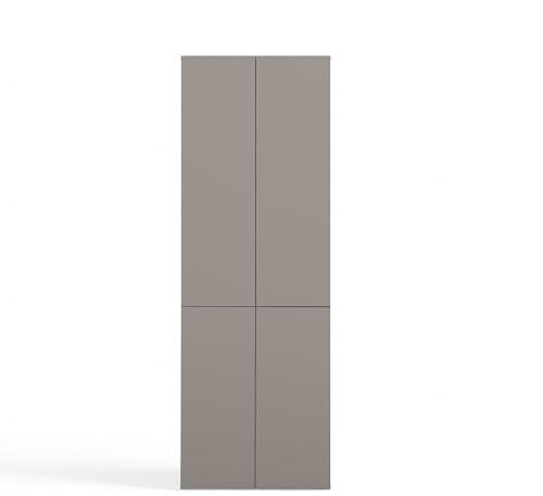 CDF Bad-Hochschrank NEL 1K DD | Farbe: Lehm (grau) | Modernes Badregal | Stauraumschrank | Geräumige Einlegeböden | Türen | Einfache Montage | Stilvolle Griffe