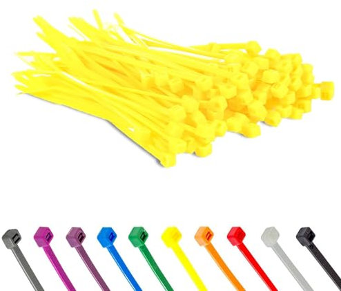 1000 Stück Kabelbinder Gelb, 2,5mm Kabelbinder UV Beständig, Nylon Verschiedene Größen Super Haltbar Selbsthemmend Cable Ties (Gelb, 1000 Stück x 100mm)
