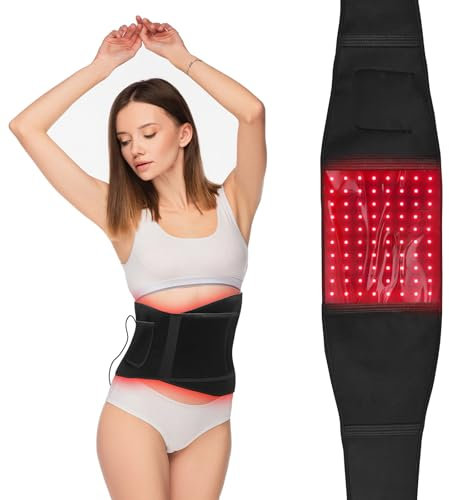 Hottoerak Rotlichtlampe Gürtel, 660nm & 850nm Infrarotlampe, 80 LEDs Infrarotlampe mit Zeitschaltuhren und 3 Modi, 5 Helligkeitsstufen Rotlicht, Red Lights für Rücken Schulter Gelenke