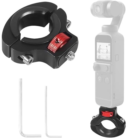 EUIEUT 360° drehbarer Ständer für Action-Kamera aus Aluminiumlegierung, Action Kamera Fahrradhalterung, 1/4 Schraube Fahrradclip schwarz/rot Lenkerkamerahalterung für Fahrräder und Motorräder
