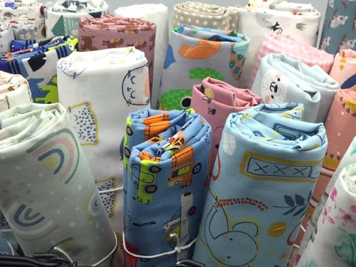 Stoffreste Reste-Paket zum Nähen Kiloware | Baumwolle | Baumwolljersey | French Terry | Musselin | Waffelpique |Bündchenstoff (1 kg Baumwollstoff, Kindermotive)