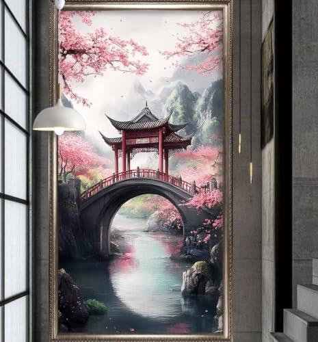 Diamond Painting Landschaft Diamond Painting Adulte Grand Format 55x130cm Peinture Diamant Pavillon Broderie Point de Croix canevas Kit Complet Square accessoires Art Crafts Décor cadeau homme K63