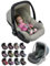 Bezug [Ersatzbezug für Babyschale] kompatibel mit Maxi-Cosi Pebble Komplett-Set Sitzbezug 5-teilig mit Gurtpolstern Sonnenverdeck Kopfstütze (Sterne beige)