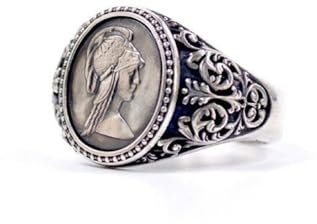 TAMHOPE Münz Ring Mit Göttin Königin Athene,Griechische Mythologie,Göttin Hekate,Offener Ring