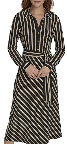Tommy Hilfiger Long Sleeve Collared Self Tie Midi Shirtdress Robe décontractée Femme (Lot de 1)