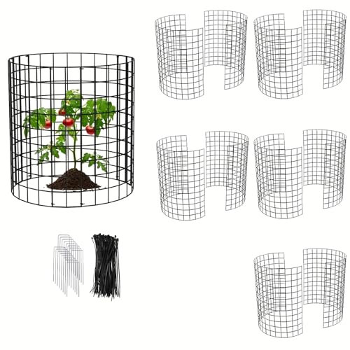HANQ Protezione per piante dagli animali, 42,8 x 33 cm, gabbia per piante con picchetti e nastri, protezione per piante in filo per proteggere piante e ortaggi dagli animali (5 pezzi)
