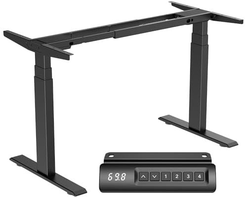 Cooleben Höhenverstellbarer Schreibtisch Gestell mit 2 starken Motoren, Tischgestell höhenverstellbar mit 4 Memory-Steuerung, 135 kg tragen (Schwarz, 3-Segment-Beine)