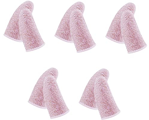 SHOWERORO 10 Stück Gaming Fingerhüllen Elastisch Atmungsaktiv Aus Carbonfaser Rutschfeste Fingerspitzen Schutzhüllen Für Mobiles Spielen Pink