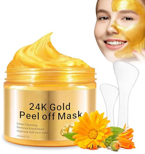 24K Gold Peel Off Maske Gesicht,120ML Anti Falten Anti Aging Gesichtsmaske, Gesichtsmaske Anti Aging, Feuchtigkeitsspendend für Jugendliche Haut,Reinigung Und Aufhellung,öL Kontrolle