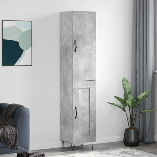 Qnhdfrt Buffet haut gris béton 180 cm buffet élégant avec beaucoup d'espace de rangement - Vitrine de cuisine compacte - Meuble moderne pour salon, couloir et bureau