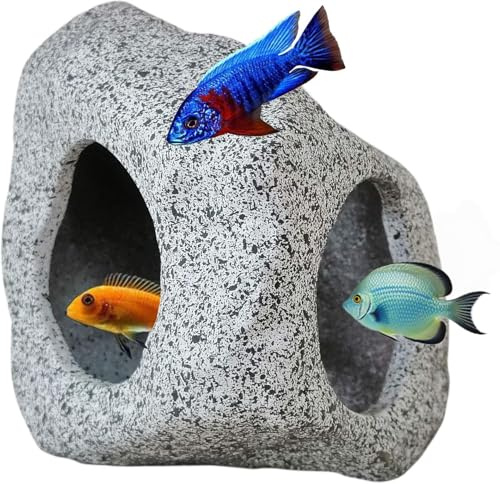 QHFlashbuy Aquarium Cave Rocks,Fish Tank Decoration Accessories Hideaway Rocks for Aquatic Pets to Breed Play and Rest,Decor Stone for Aquascape for Shrimp Cichlid Betta Fish