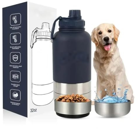 Leak-Proof 3-in-1 Water Bottle for Walking and Travel with 2 detachable bowls
