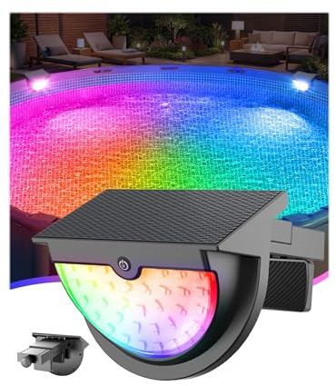 DeeprBetter 2026 Verbessert Poolbeleuchtung Solar, Farbwechsel LED Pool Beleuchtung mit 10 Lichtmodi, IP68 Wasserdicht Solar Pool Lichter & Teichbeleuchtung, Poollampe Schwimmlichter Solar für Garten