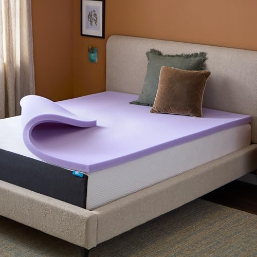LUCID 2 Inch Lavender Infused Memory Foam Mattress Topper-Ventilated Design-Twin XL Size