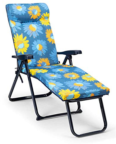 SOLENNY Klappbare Hängematte für Garten und Strand, 6 Positionen, mit gepolsterten Fußstützen, 132 x 62 x 114 cm, mit Kopfteil aus waschbarem Stoff und Stabilisatoren für mehr Sicherheit