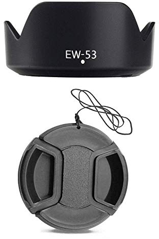 Komet Gegenlichtblende & Deckel für Canon EOS M100 M50 M6 M10 mit EF-M 15-45mm f/3.5-6.3 is STM Objektiv ersetzt Canon EW-53 (1 Blende + 1 Deckel)