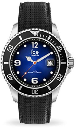 ICE-WATCH - ICE steel Deep blue - Schwarze Herrenuhr mit Silikonarmband - 017329 (Extra large)