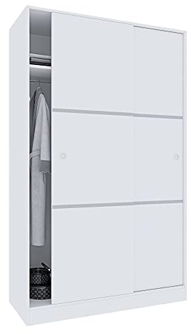 Arreditaly Armoire avec Deux Portes coulissantes et Trois étagères, Couleur Blanc Brillant, Dimensions 120 x 200 x 50 cm