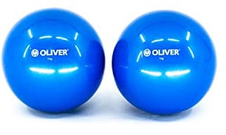 Oliver – 1 kg Gewichtsbälle 1 Paar – Pilatesball ideal für Fitness, Functional Training, Yoga & Pilates – Toning Ball Ø 11 cm blau