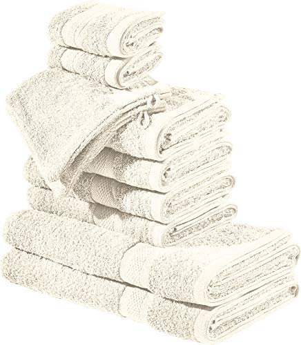 REDBEST Frottier-Set 10-TLG. Chicago Creme Größe - Handtuch, Duschtuch, Gästetuch, Waschhandschuh - saugstark, strapazierfähig, ideal für Reisen, Sport