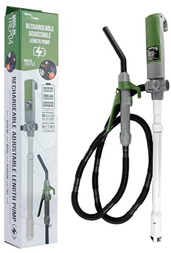 TeraPump Rechargeable Battery Powered Liquid Transfer Pump - 15-20 inch Suction Tube, 3.1 GPM - 60 inch Hose with Easy Nozzle