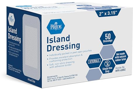Med PRIDE 2 x 3.15 Inch Bordered Gauze-Island Dressing| 50 Pack-Individually Packed Pouches| Wound Dressing with Adhesive, Breathable Borders| Sterile & Highly Absorbent| Latex-Free