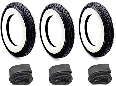 3X Weißwand Reifen Schlauch Set 3.50-10 Zoll für Vespa PX 125 150 200 Ape