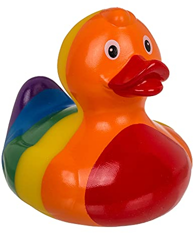 Regenbogen Badeente - Bunte Quietscheente - 10 x 10 cm